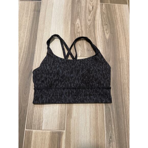 Lululemon Energy Bra Long Line *Medium Support Wild Thing Camo Deep Coal Size 6 - Picture 5 of 8